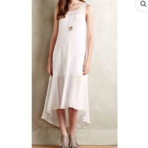 Anthropologie Leifsdottir Womens White Lined Hi-Low Hem Gauze Midi Dress Size S